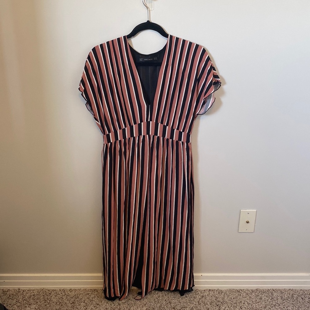 Zara Dress pink black striped